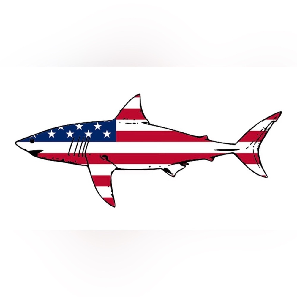 🔴Rogue River Tactical Shark Fish USA American Flag Sticker Decal Patriotic USA